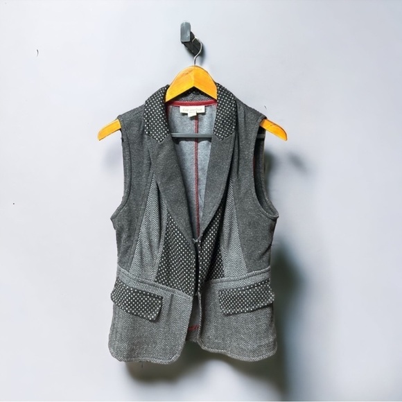Houndstooth Herringbone Dotted vest contours size medium pockets
